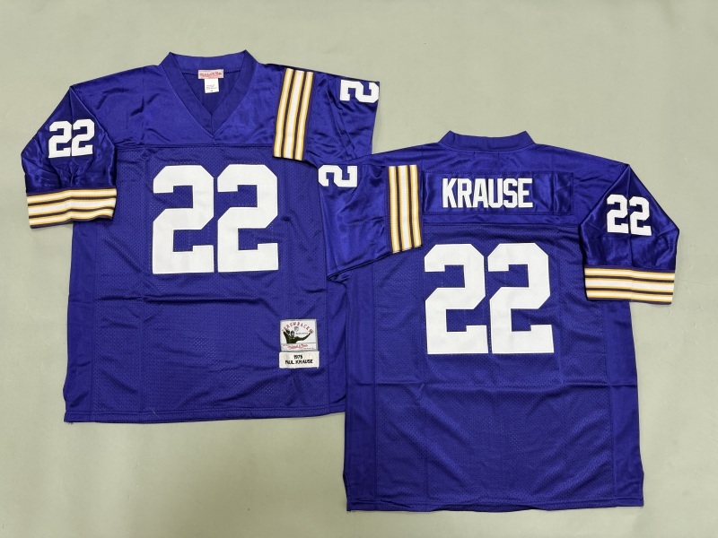 Men 2025 Minnesota Vikings #22 Krause purple Throwback Limited NFL Jersey style 001